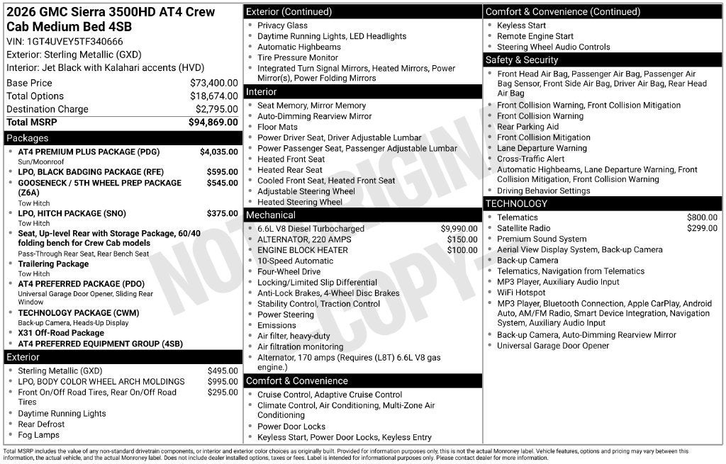 2026 GMC Sierra 3500 HD AT4