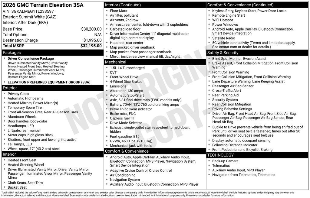 2026 GMC Terrain Elevation