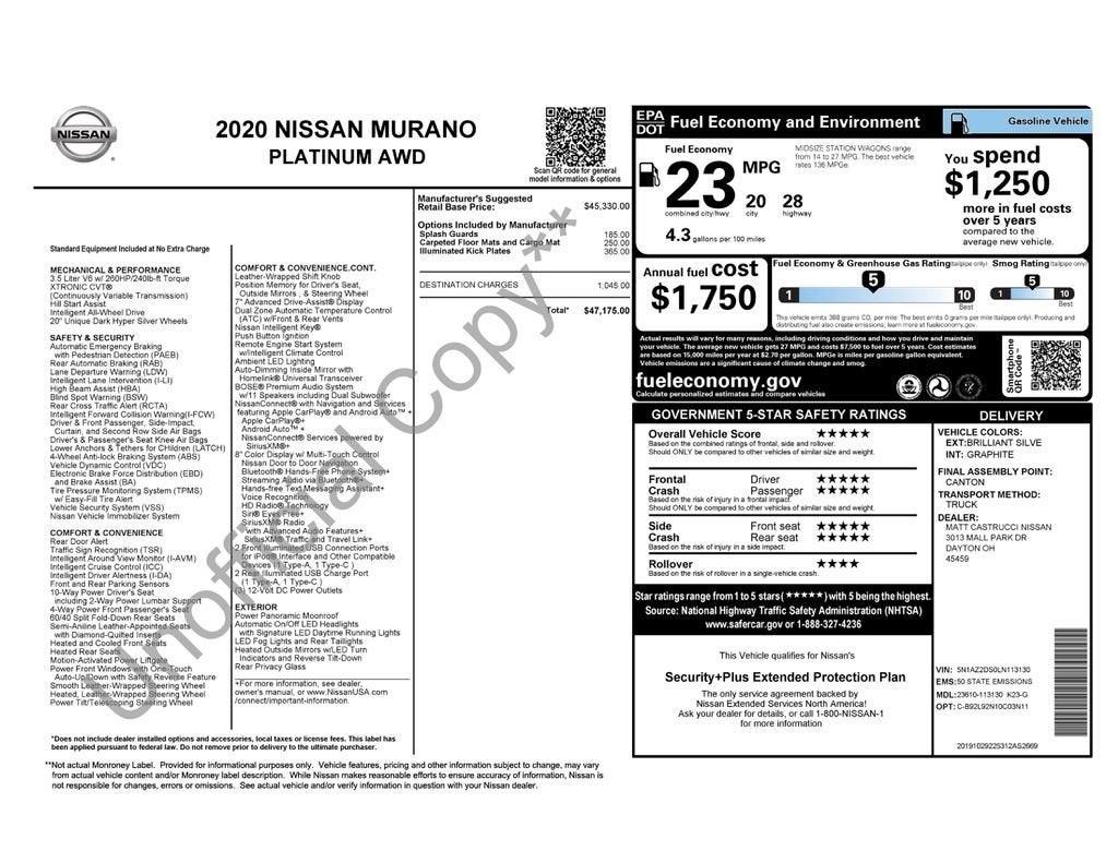 2020 Nissan Murano Platinum